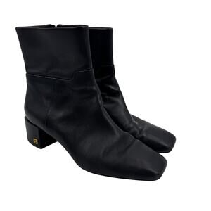 Sarto Womens 9.5M Black Leather A-Flexa Fabiene Square Toe Zip Up Ankle Boot